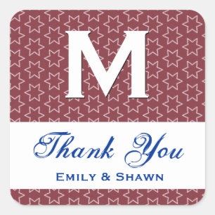 Sticker Carré Red Stars Mariage MERCI S002