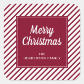 Sticker Carré Red Stripes moderne Joyeux Noël (Devant)