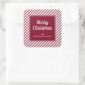 Sticker Carré Red Stripes moderne Joyeux Noël (Sac)