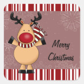 Sticker Carré Red Stripes Reindeer (Devant)