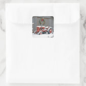 Sticker Carré Red Tractor With Christmas Wreath (Sac)