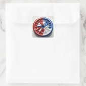 Sticker Carré Red White & Blue Pinwheel Fractal (Sac)