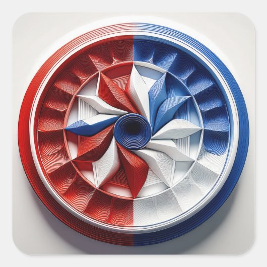 Sticker Carré Red White & Blue Pinwheel Fractal (Devant)