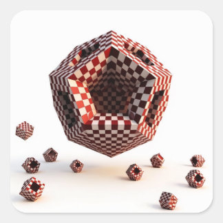 Sticker Carré Red & White Checkerboard Geometric Objects