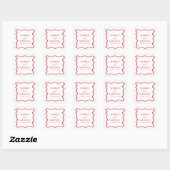 Sticker Carré Red White Elegant Wavy Border Wedding (Feuille)