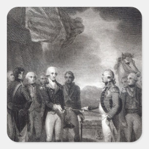 Sticker Carré Reddition de seigneur Cornwallis chez Yorktown,