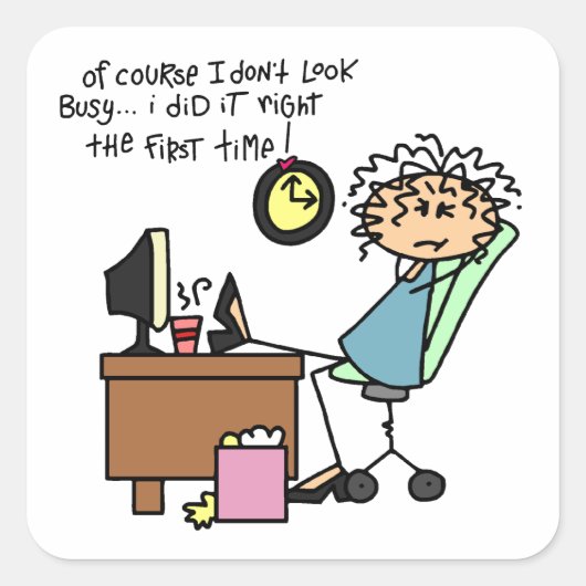 Sticker Carré Redressez la première fois l'humour (Devant)