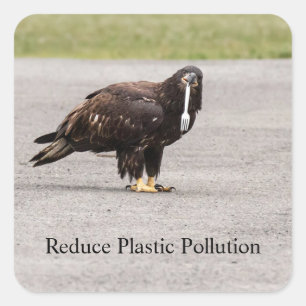 Sticker Carré Réduire la pollution plastique