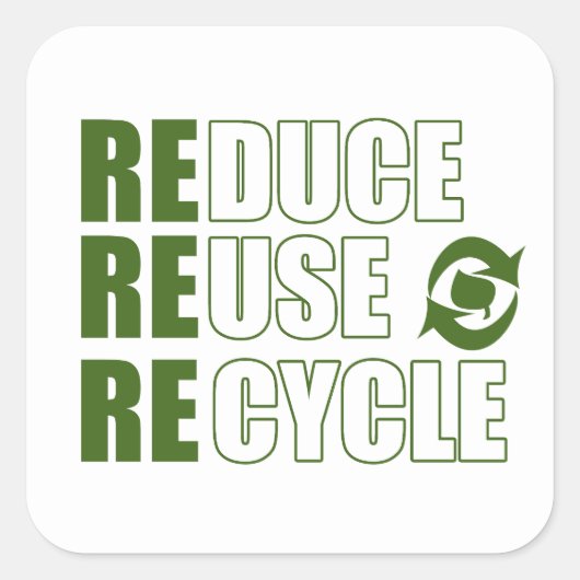 Sticker Carré Réduire la réutilisation du recyclage (Devant)