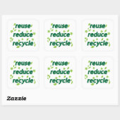 Sticker Carré Réduire la réutilisation du recyclage (Feuille)