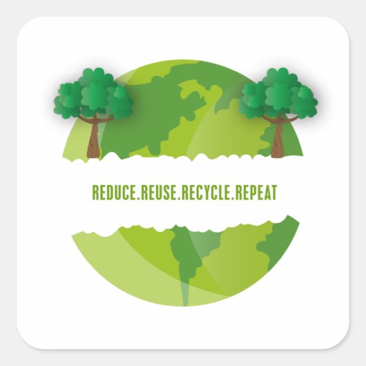 Sticker Carré Réduire la réutilisation Recycler Répéter Écologiq (Devant)
