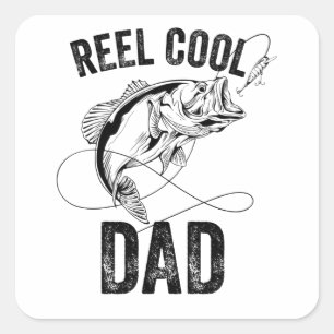 Sticker Carré Reel Cool Papa Fête des pères Pêche Cadeau Pêc