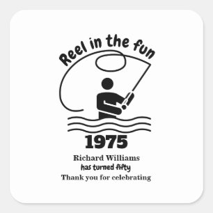 Sticker Carré Reel in the Fun Modern Fisherman 50e anniversaire