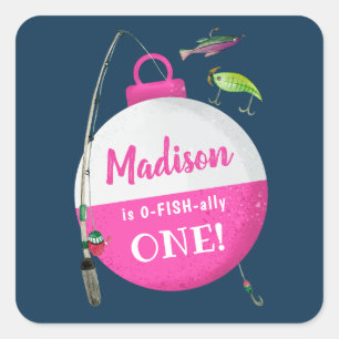 Sticker Carré Reeling dans le grand one Fishing Anniversaire