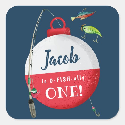 Sticker Carré Reeling dans le grand one Fishing Anniversaire (Devant)