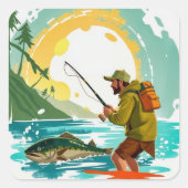 Sticker Carré Reeling in Adventure : A Day Fishing Bliss (Devant)