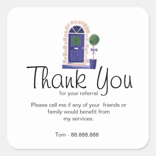 Sticker Carré Référence Merci immobilier (Devant)
