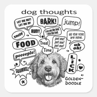 Sticker Carré Réflexion de chien - Goldendoodle