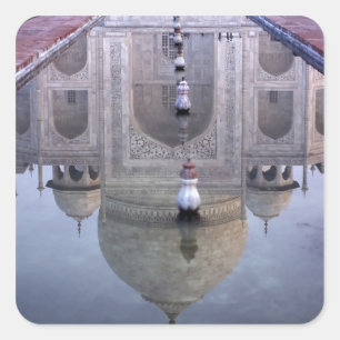 Sticker Carré réflexion du Taj Mahal, Agra, Uttar Pradesh,