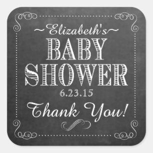 Sticker Carré Regard blanc de tableau avec le baby shower de