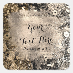 Sticker Carré Regard de paillettes de luxe en feuille faux argen