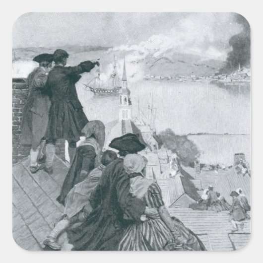 Sticker Carré Regarder le combat à Bunker Hill illustration (Devant)