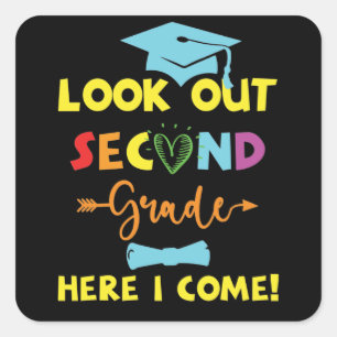 Sticker Carré Regardez la deuxième année ici je viens nouveau 