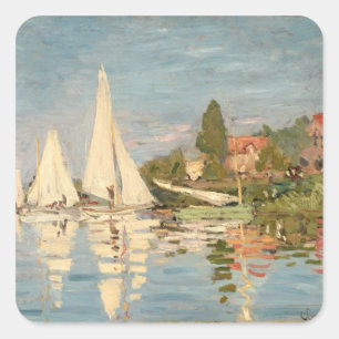 Sticker Carré Régate de Claude Monet   à Argenteuil, c.1872