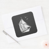 Sticker Carré Regatta Sailboat on Carbon Fiber Style (Enveloppe)
