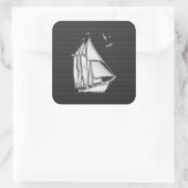 Sticker Carré Regatta Sailboat on Carbon Fiber Style (Sac)