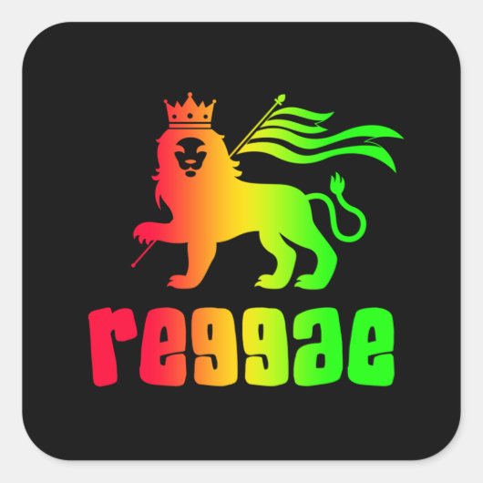 Sticker Carré Reggae Rasta Lion (Devant)