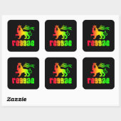 Sticker Carré Reggae Rasta Lion (Feuille)