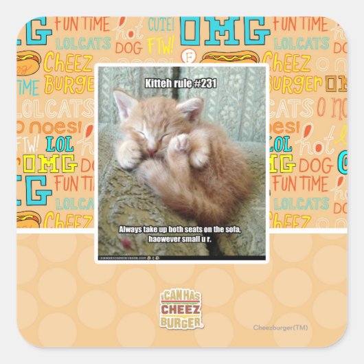 Sticker Carré Règle de Kitteh #231 (Devant)