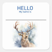 Sticker Carré Reindeer Nom de la fête Balise Badge Noël (Devant)