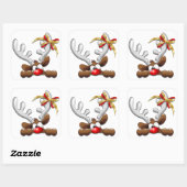 Sticker Carré Reindeer Puzzled drôle Caractère de Noël (Feuille)
