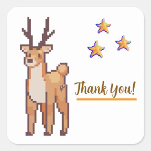 Sticker Carré Reindeer, thank You Pixelart, Pixel Art