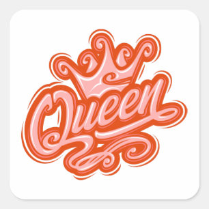 Sticker Carré Reine avec couronne, conception de la typographie