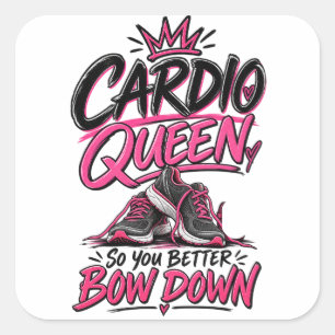 Sticker Carré Reine Cardio à genoux Women's Fitness