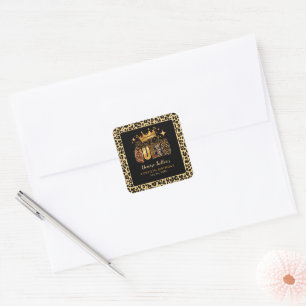 Sticker Carré Reine d'anniversaire Fun Leopard Quarante ans