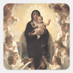 Sticker Carré Reine des Anges Regina Angelorum par Bouguereau
