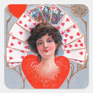 Sticker Carré REINE DES COEURS, Saint Valentin