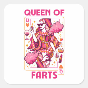 Sticker Carré Reine des pets humour royal flatulence pet