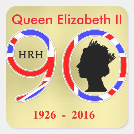 Sticker Carré Reine Elizabeth II d'Angleterre 90e anniversaire (Devant)