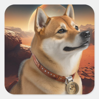Sticker Carré Rejoignez la révolution de cristaux avec Dogecoin 