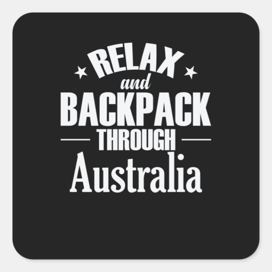 Sticker Carré Relax et sac à dos à travers l'Australie (Devant)