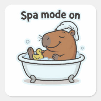 Sticker Carré Relaxing Capybara Meme Cartoon 