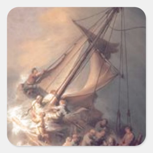 Sticker Carré Rembrandt - Le Christ dans la tempête - Peinture a (Devant)