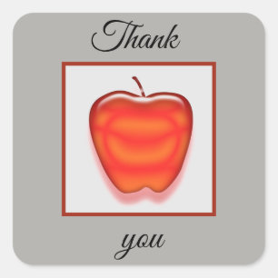 Sticker Carré Remerciement au professeur Pomme rouge vif Merci