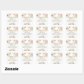 Sticker Carré Remerciement de Fête de Mariage Floral Rose Script (Feuille)