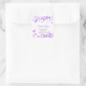 Sticker Carré Remerciement de mariage papillon floral violet (Sac)